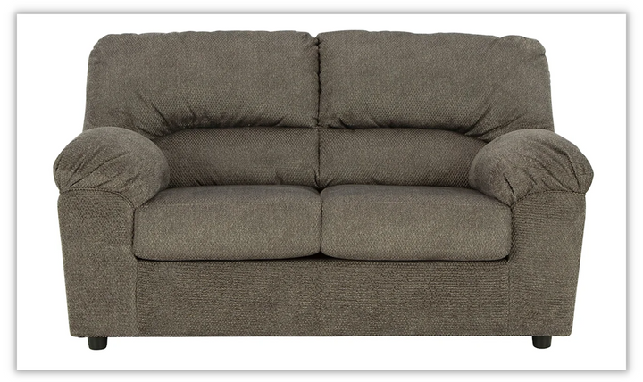 Ashley  Norlou Brown Fabric Loveseat with Pillow Arms