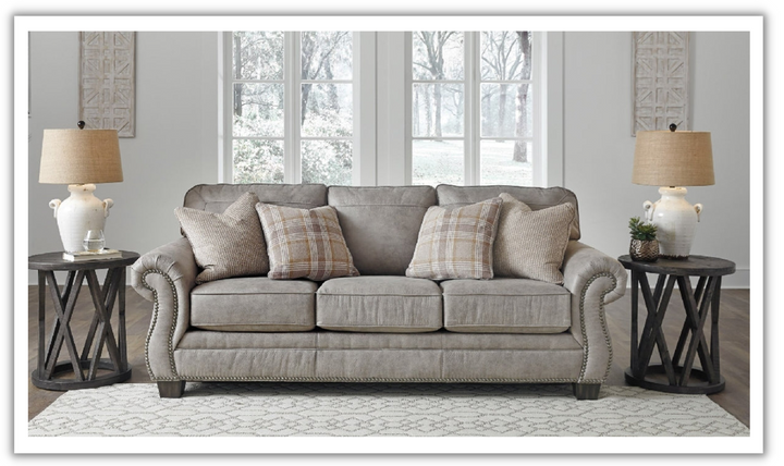 Ashley  Olsberg 3-Seater Fabric Sofa in Light Gray