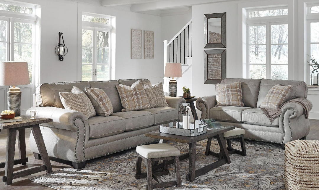 Ashley  Olsberg 3-Seater Fabric Sofa in Light Gray