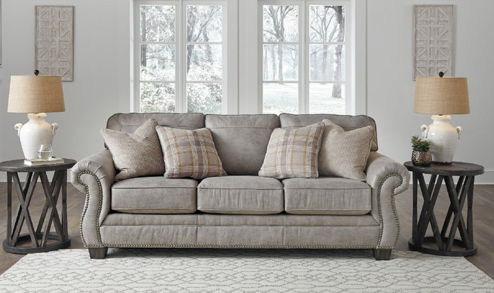 Ashley  Olsberg 3-Seater Fabric Sofa in Light Gray