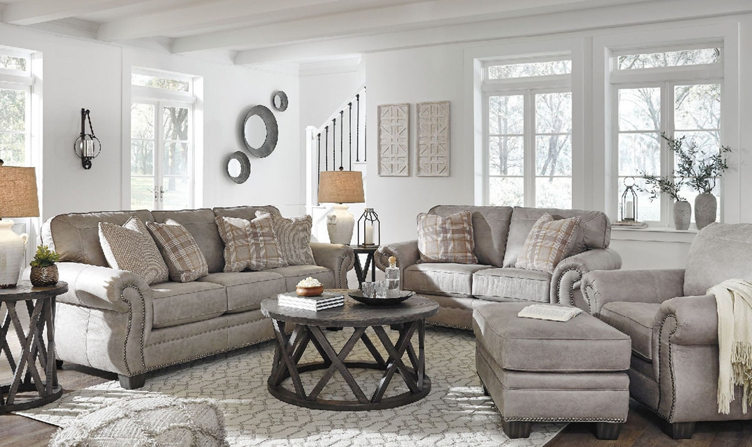 Ashley  Olsberg 3-Seater Fabric Sofa in Light Gray