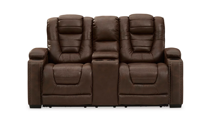 Ashley Owner's Box 2-Seater Leather Recliner Loveseat in Brown-Jennifer Furniture