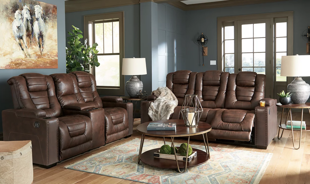 Modern Heritage Owner's Box 3-Seater Dual-Sided Power Reclining Sofa in Brown-Jennifer Furniture