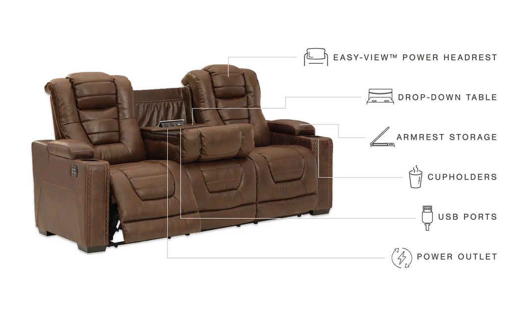 Modern Heritage Owner's Box 3-Seater Dual-Sided Power Reclining Sofa in Brown-Jennifer Furniture