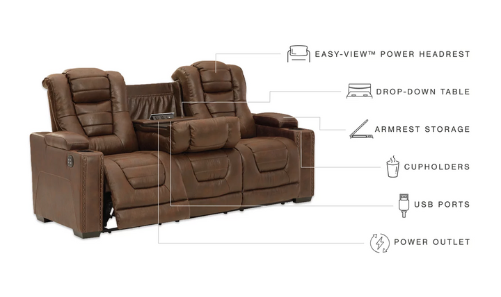 Modern Heritage Owner's Box 3-Seater Dual-Sided Power Reclining Sofa in Brown-Jennifer Furniture