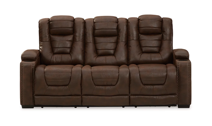 Modern Heritage Owner's Box 3-Seater Dual-Sided Power Reclining Sofa in Brown-Jennifer Furniture