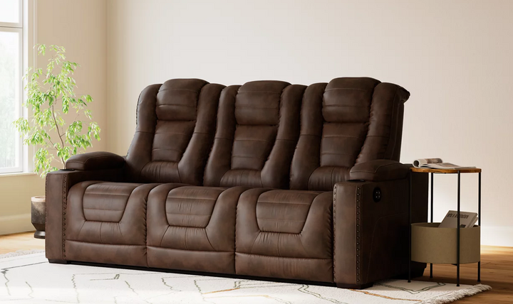 Modern Heritage Owner's Box 3-Seater Dual-Sided Power Reclining Sofa in Brown-Jennifer Furniture