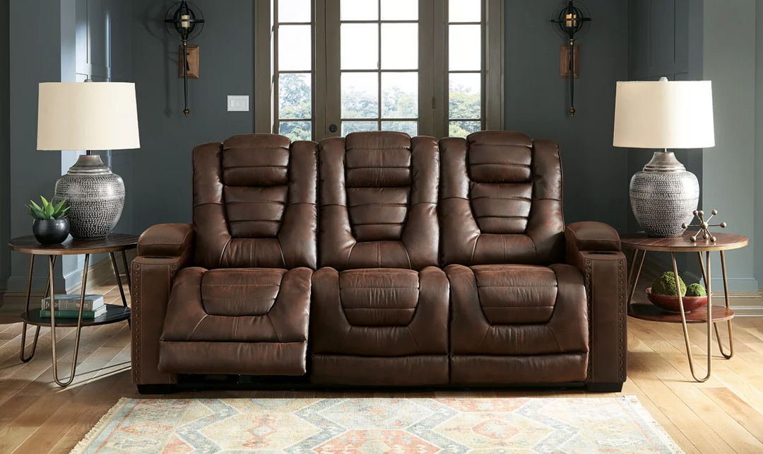 Modern Heritage Owner's Box 3-Seater Dual-Sided Power Reclining Sofa in Brown-Jennifer Furniture