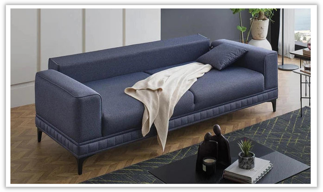 Buy Pavia 3 Seater Sofa Bed With Track Arm in Navy Blue