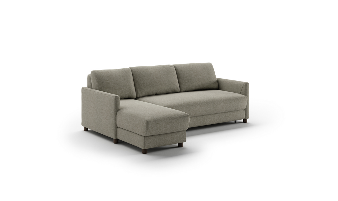 Pint L-Shaped 3-Seater Charcoal Fabric Sectional Sofa Sleeper