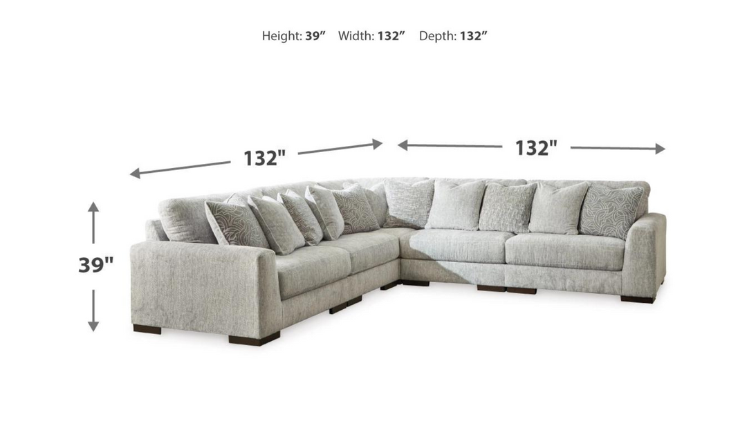 Ashley  Playwrite L-Shaped Fabric Sectional In Gray With Throw Pillows