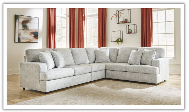 Ashley  Playwrite L-Shaped Fabric Sectional In Gray With Throw Pillows