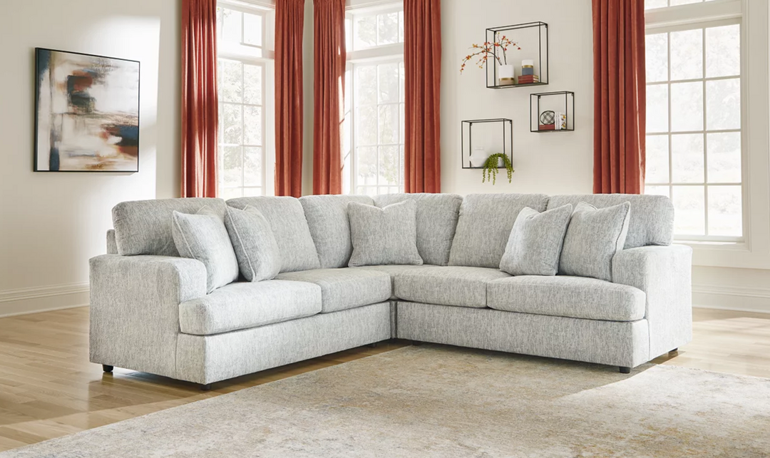 Ashley  Playwrite L-Shaped Fabric Sectional In Gray With Throw Pillows