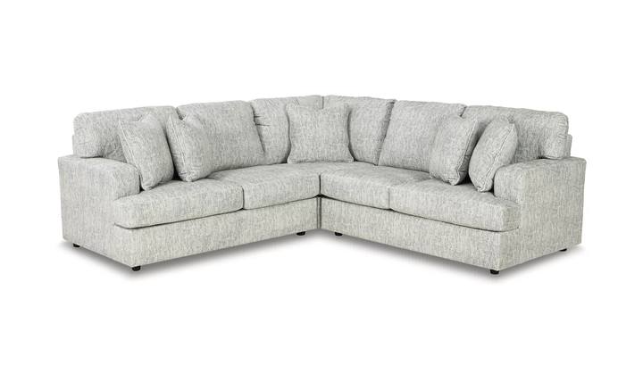 Ashley  Playwrite L-Shaped Fabric Sectional In Gray With Throw Pillows