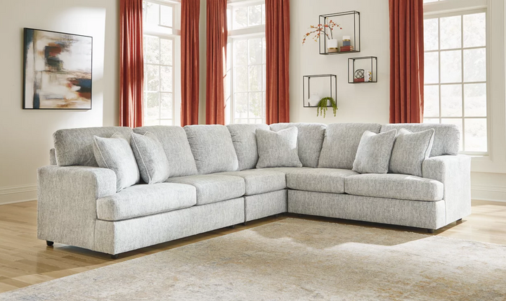 Ashley  Playwrite L-Shaped Fabric Sectional In Gray With Throw Pillows