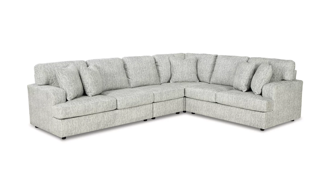 Ashley  Playwrite L-Shaped Fabric Sectional In Gray With Throw Pillows