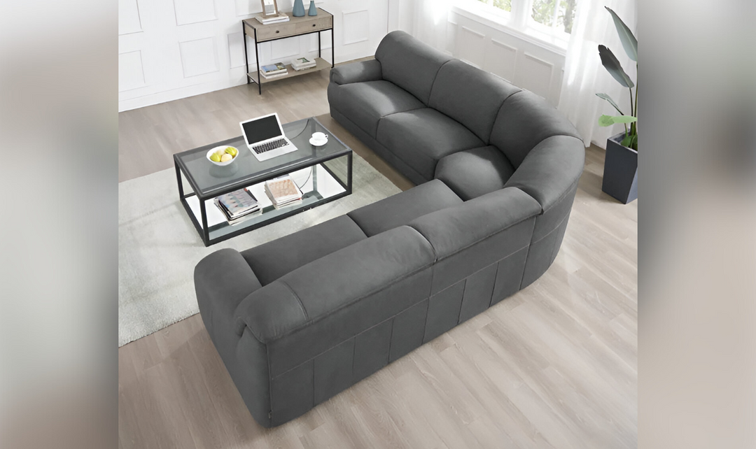 Polo 3-Pieces Leather Sectional Sofa in Charcoal Gray