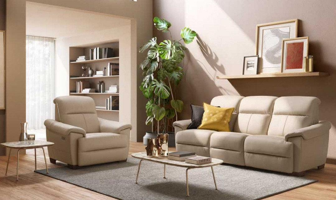 Natuzzi Potenza 3-Seater Leather Reclining Sofa with Closed Back