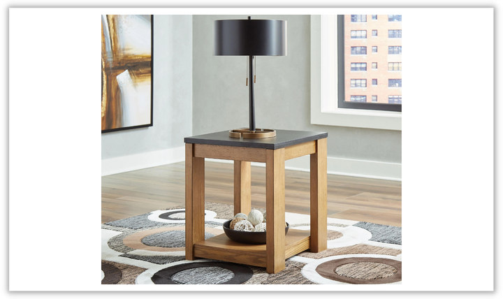 Ashley  Quentina End Table with Black Faux Stone Top