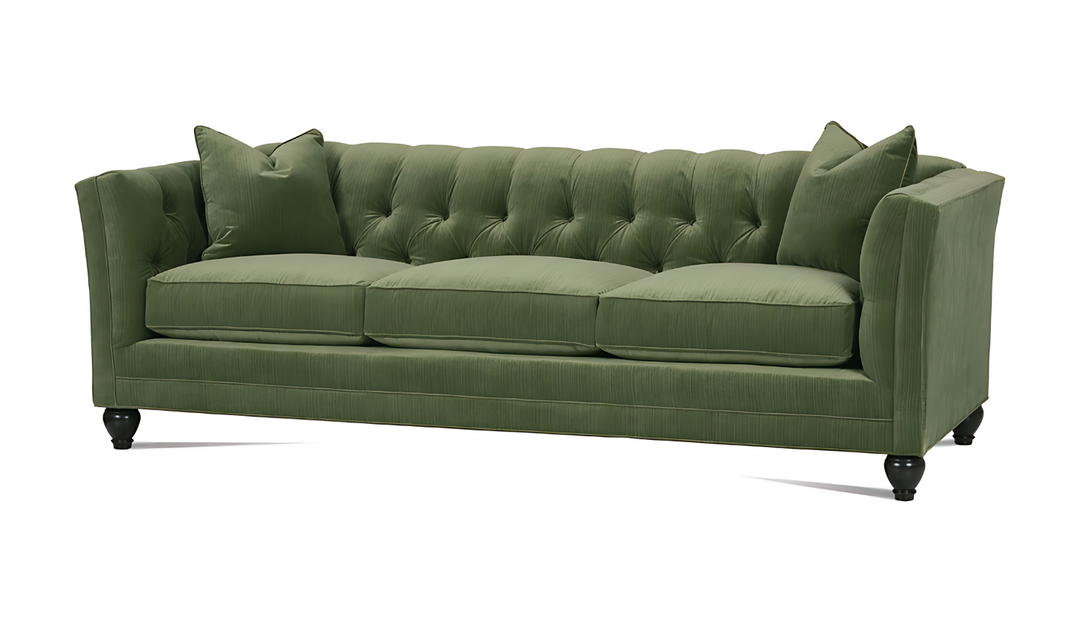 ROWE Stevens 3-Seater Tufted Back Fabric Queen Sleeper Sofa in Green