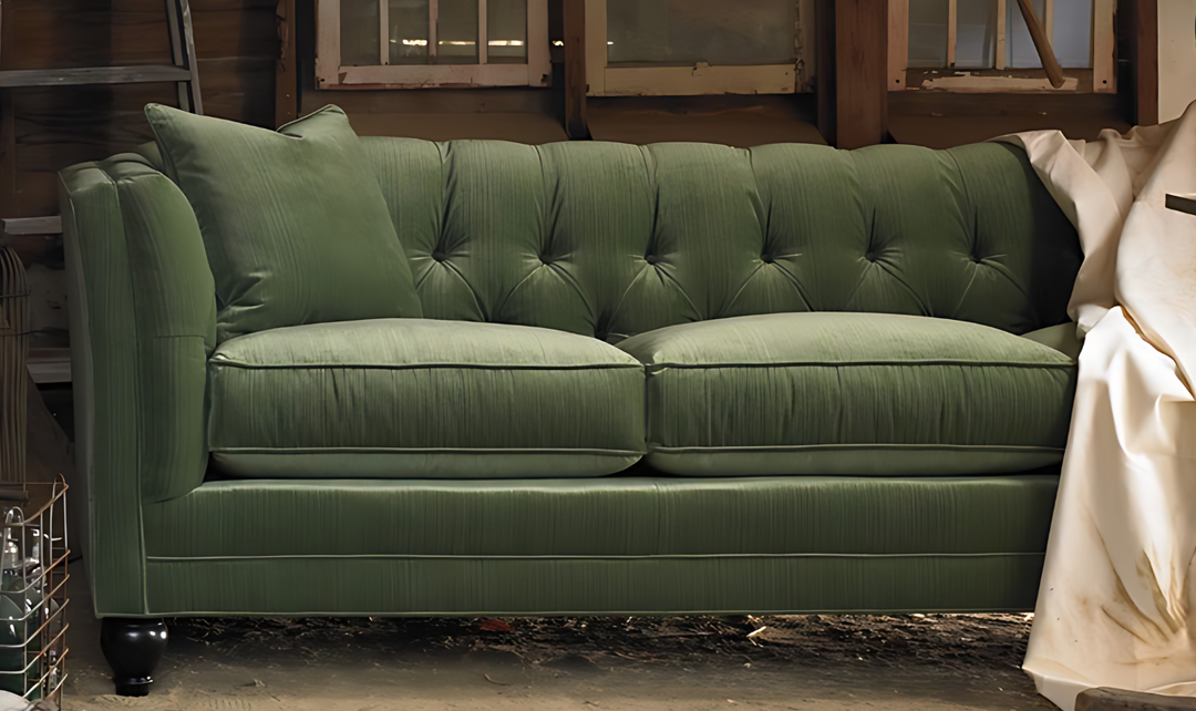 ROWE Stevens 3-Seater Tufted Back Fabric Queen Sleeper Sofa in Green