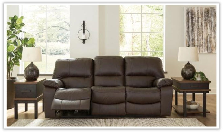 Leesworth Dark Brown 3-Seater Power Reclining Sofa in Leather