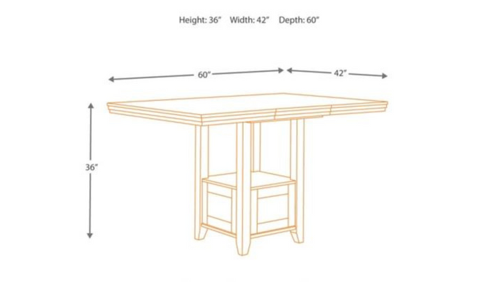 Ashley  Ralene 4-Seater Extension Counter Dining Set in Brown