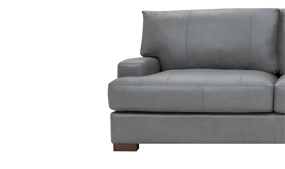 Reserve Stationary Gray Leather Full Size Sofa - Jennifer Furniture