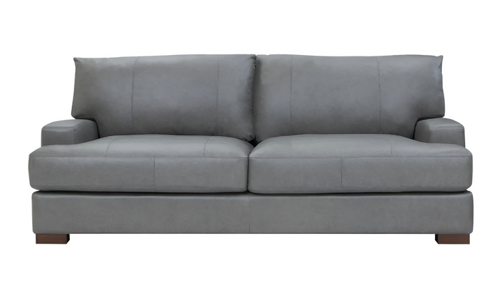 Reserve Stationary Gray Leather Full Size Sofa - Jennifer Furniture