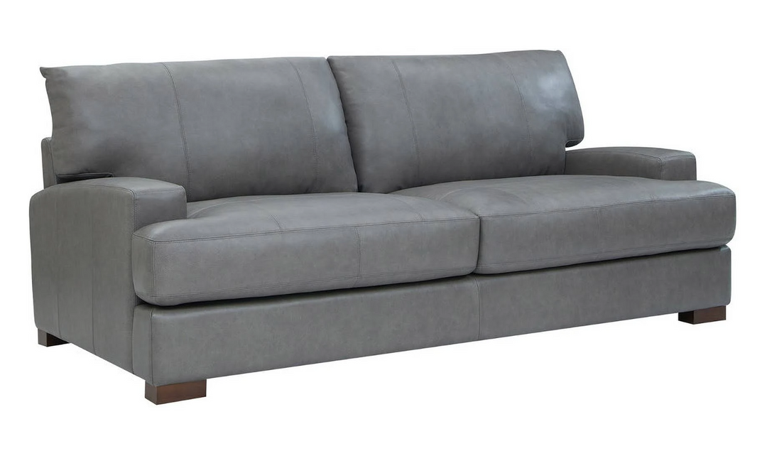 Reserve Stationary Gray Leather Full Size Sofa - Jennifer Furniture