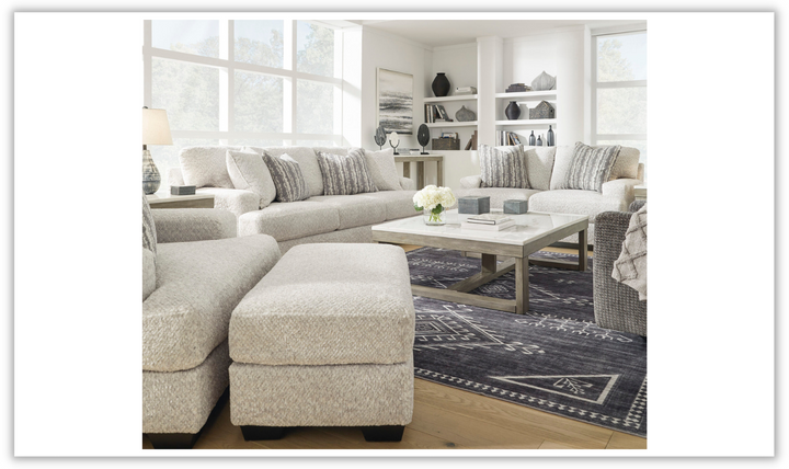 Rilynn Beige Fabric Loveseat with Rolled Cushion Arms