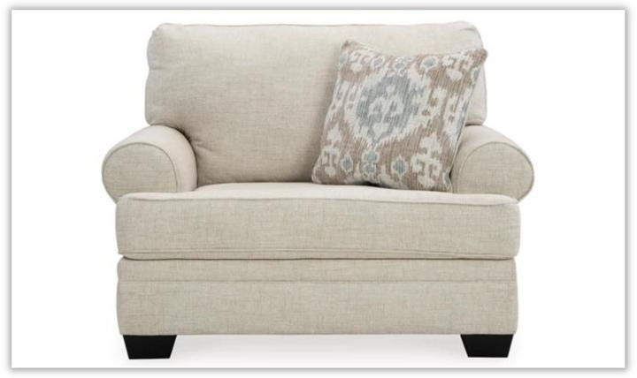 Rilynn Beige Fabric Living Room Set With Rolled Arms