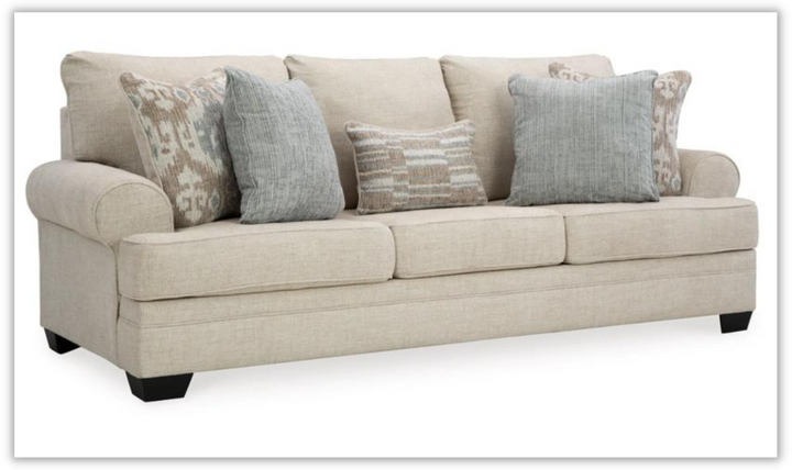 Rilynn 3-Seater Stationary Fabric Sofa With Rolled Arms