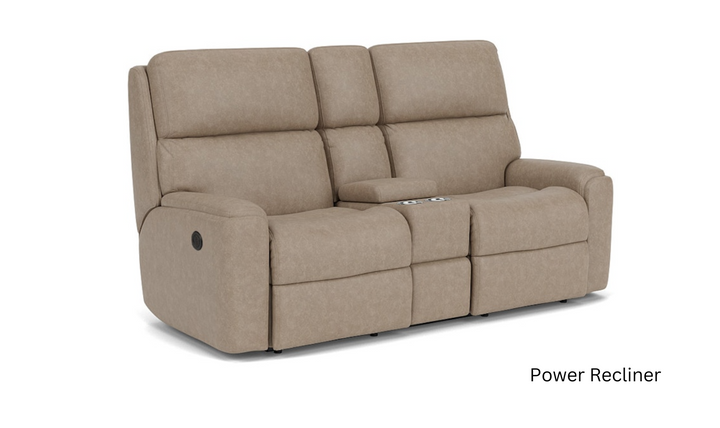 Rio Fabric Power Reclining Loveseat With Console-jeniferfurniture