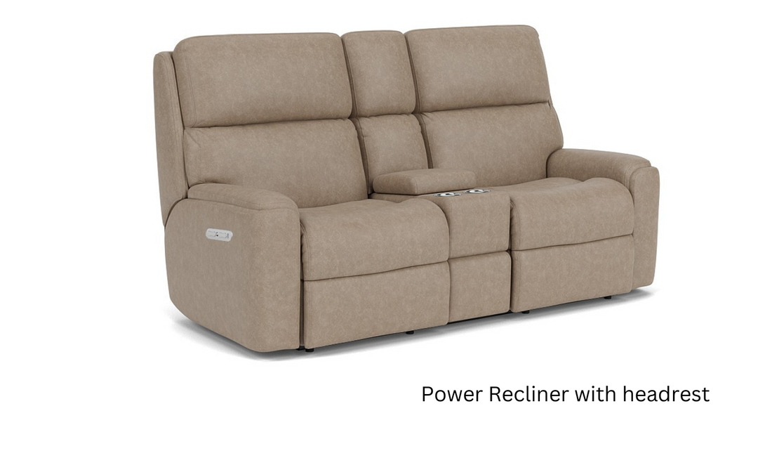 Rio Fabric Power Reclining Loveseat With Console-jeniferfurniture