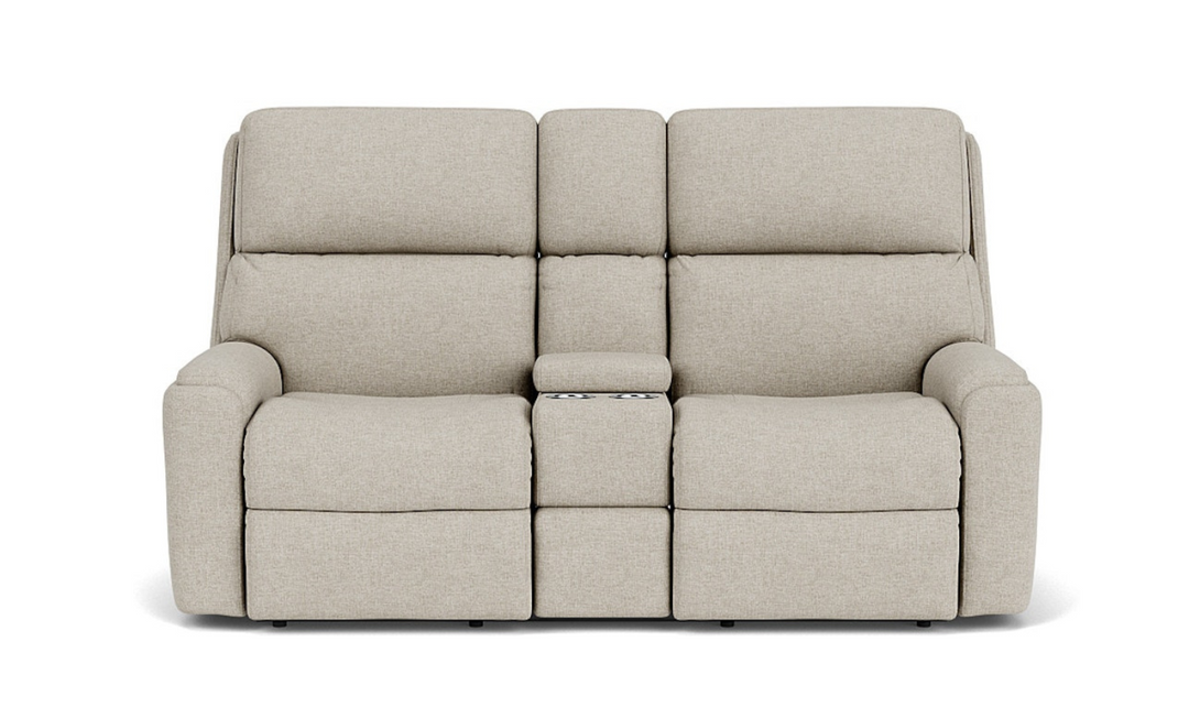 Rio Fabric Power Reclining Loveseat With Console-jeniferfurniture