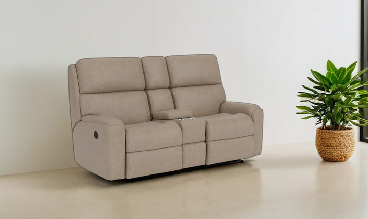 Rio Fabric Power Reclining Loveseat With Console-jeniferfurniture