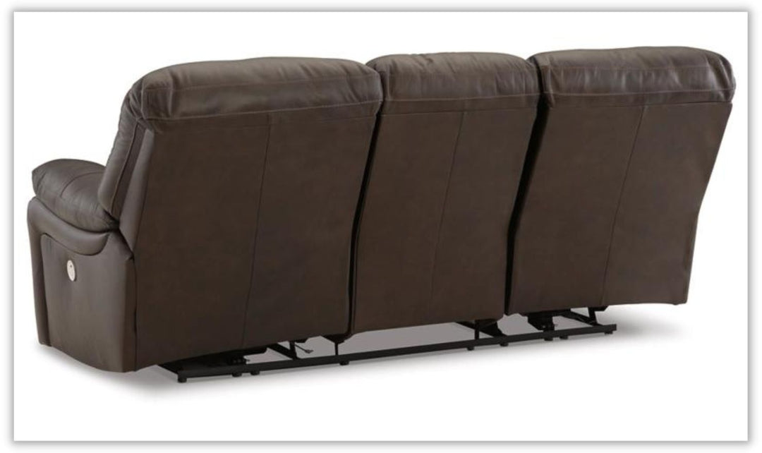 Leesworth Dark Brown 3-Seater Power Reclining Sofa in Leather