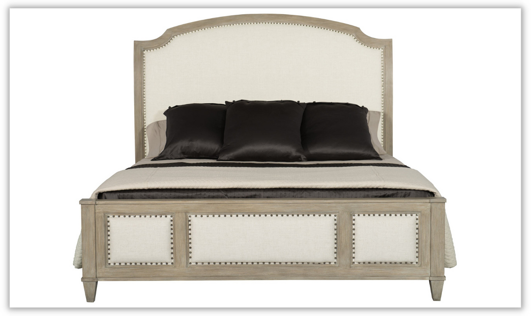 Bernhardt Santa Barbara Light Brown Fabric Upholstered Panel Bed