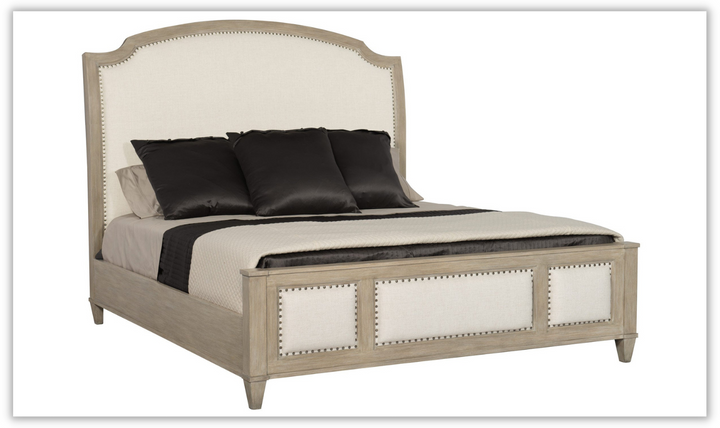 Bernhardt Santa Barbara Light Brown Fabric Upholstered Panel Bed