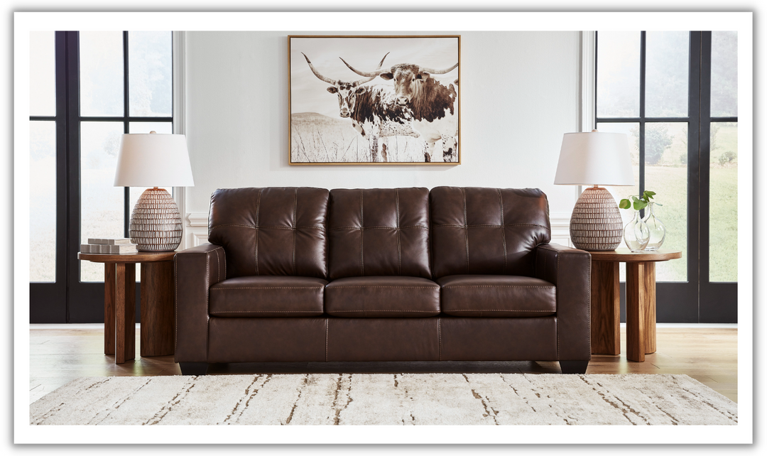 Santorine Tufted Queen Sofa Sleeper in Leather-Jennifer Furniture