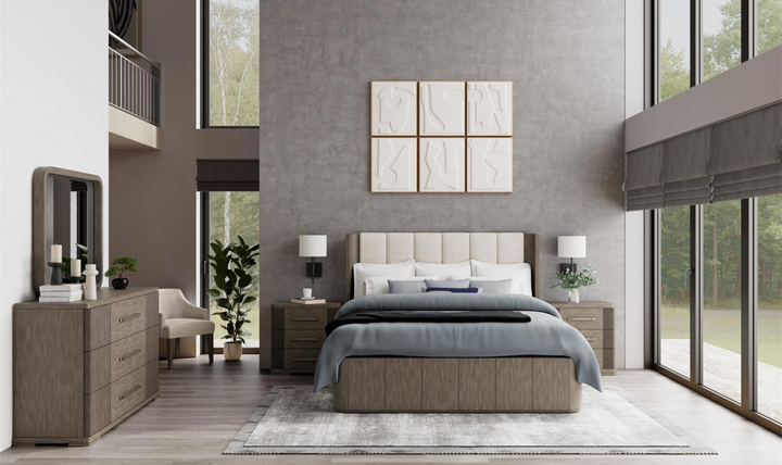 Sariel Contemporary Platform Bed with Upholstered Headboard