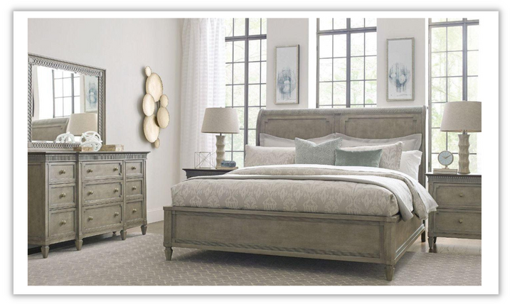 American Drew Savona Wooden Bed in Light Brown