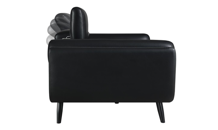 Coaster Furniture Shania 3-Seater Track Arm Leather Sofa in Black