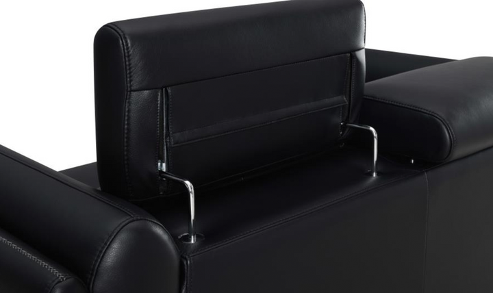 Coaster Furniture Shania 3-Seater Track Arm Leather Sofa in Black