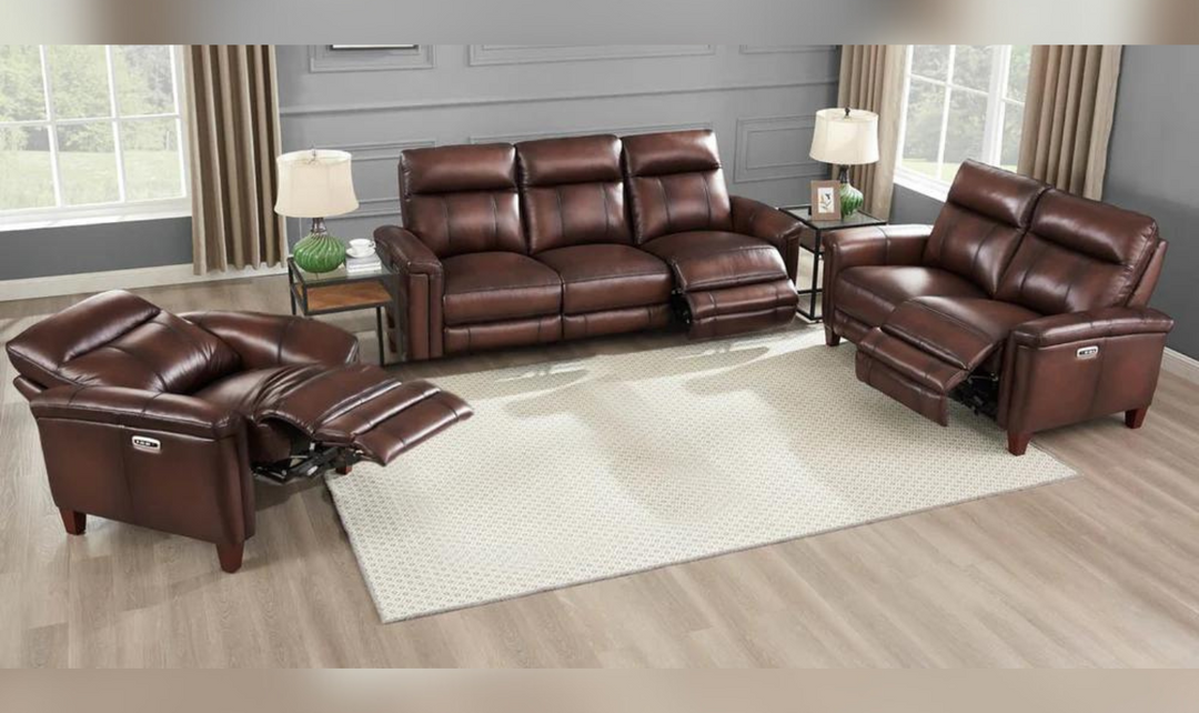 Sherwood Power Headrest Top Grain Leather Zero Gravity Recliner Living Room Set