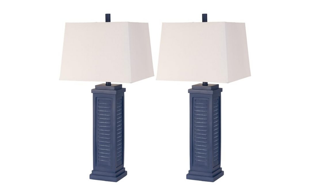 Shutter 32" Polyresin  Coastal Table Lamp w/USB (Set of 2)