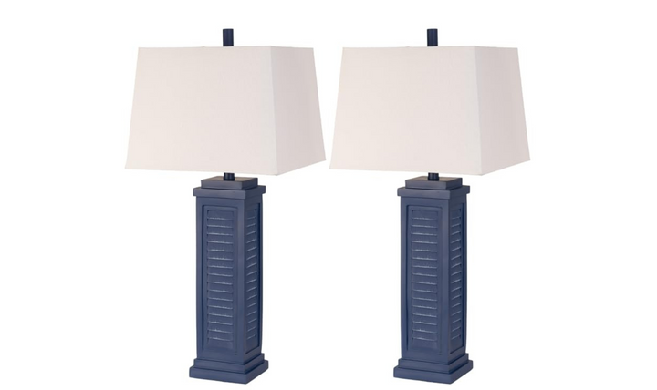 Shutter 32" Polyresin  Coastal Table Lamp w/USB (Set of 2)