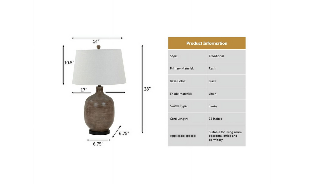 Sierra 28" Gray Brown Tone Poly Table Lamp, (Set of 2)-Jennifer Furniture