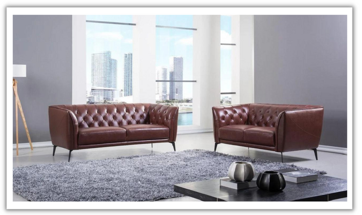 Gio Italia Signiya 2-Seater Leather Sofa with Tufted Back